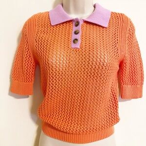 BP Knitted Collared Polo in Coral and Purple XS new with tag